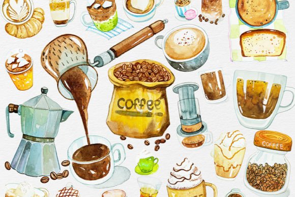 Download Coffee Clipart Watercolor DIY Elements - Elements Collection