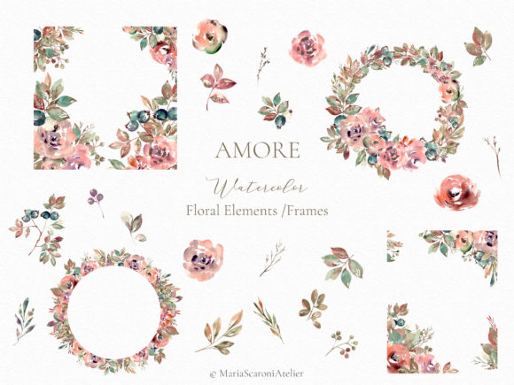 Download Amore Watercolor Floral Elements - Elements Collection