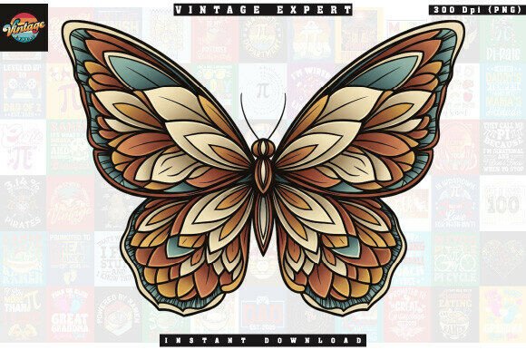 Download Boho Butterfly in Earth Tones Clipart - Boho Collection