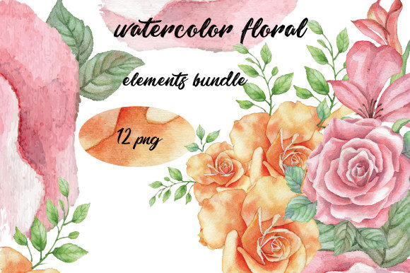 Download Watercolor Floral Elements Bundle, 601 - Elements Collection