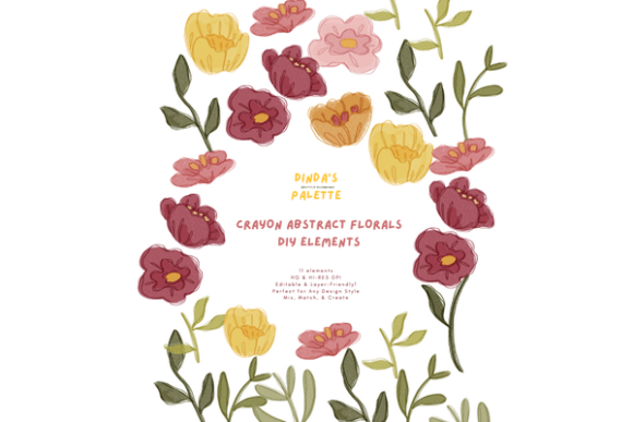 Download Crayon Abstract Florals DIY Elements - Elements Collection