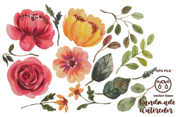 Download Watercolor Flower Elements Vector Design - Elements Collection