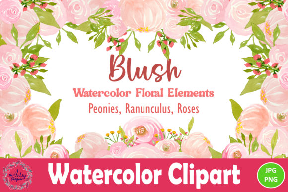 Download Blush Watercolor Floral Elements Clipart - Elements Collection