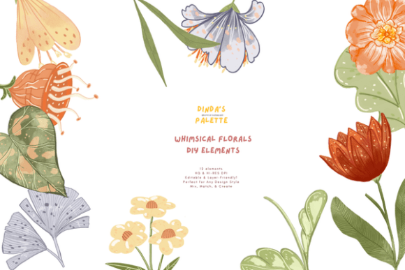 Download Whimsical Florals DIY Elements - Elements Collection