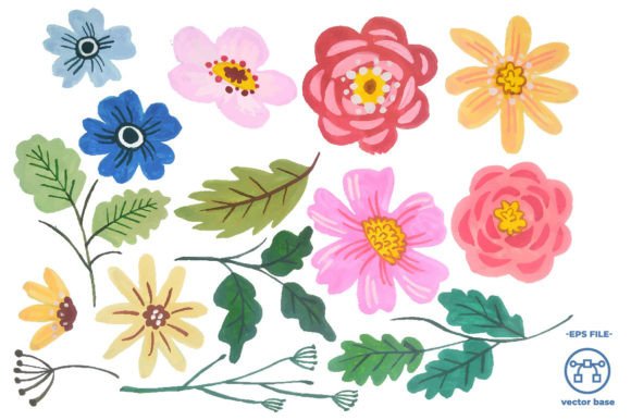 Download Watercolor Flower Elements Clip Art - Elements Collection