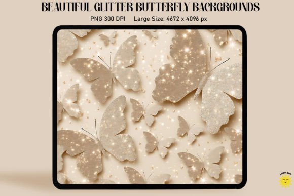 Download Pastel Beige Glitter Butterfly Pattern - Glitter Collection