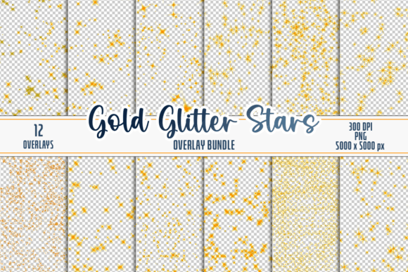Download Gold Glitter Stars Overlay - Glitter Collection