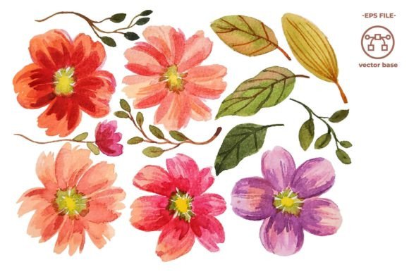 Download Watercolor Flower Elements Clip Art - Elements Collection