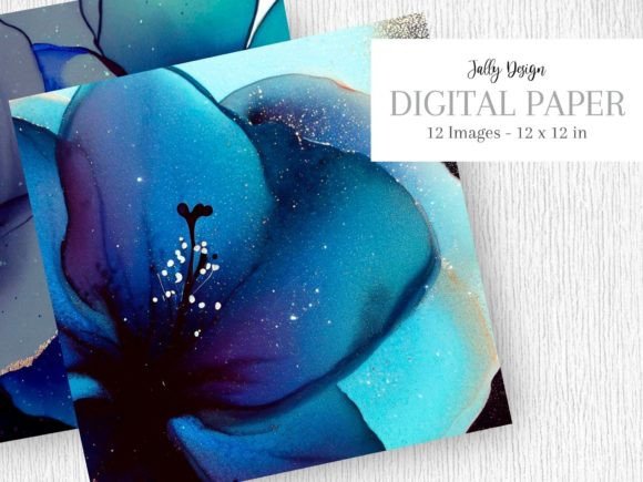 Download Navy Blue Alcohol Ink Flower &amp; Glitter - Glitter Collection