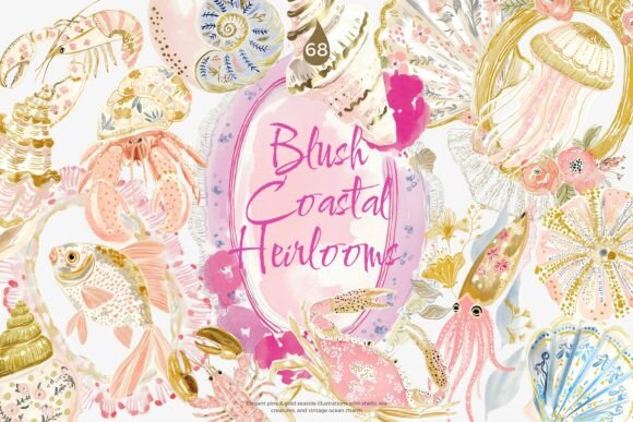 Download Blush Gold Coastal Clipart Set - Blush Collection